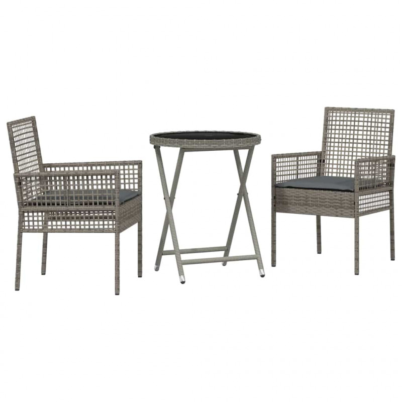 Zestaw Bistro Ogrodowego 3 pcs Szary polirattan
