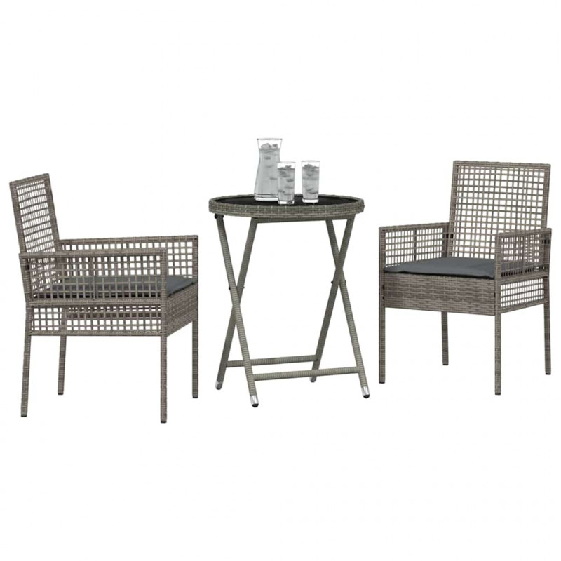 Zestaw Bistro Ogrodowego 3 pcs Szary polirattan