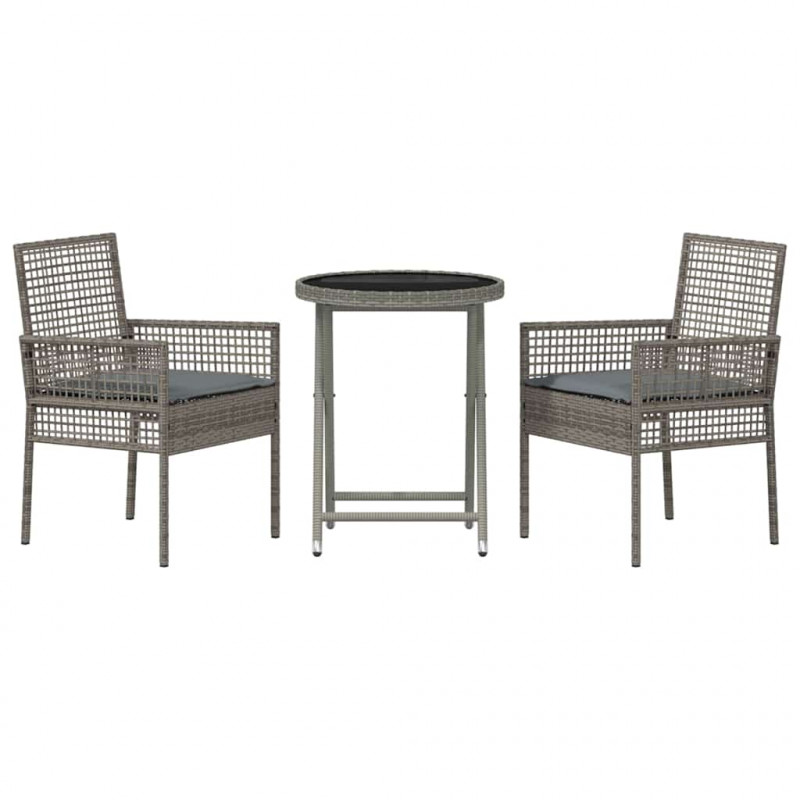 Zestaw Bistro Ogrodowego 3 pcs Szary polirattan