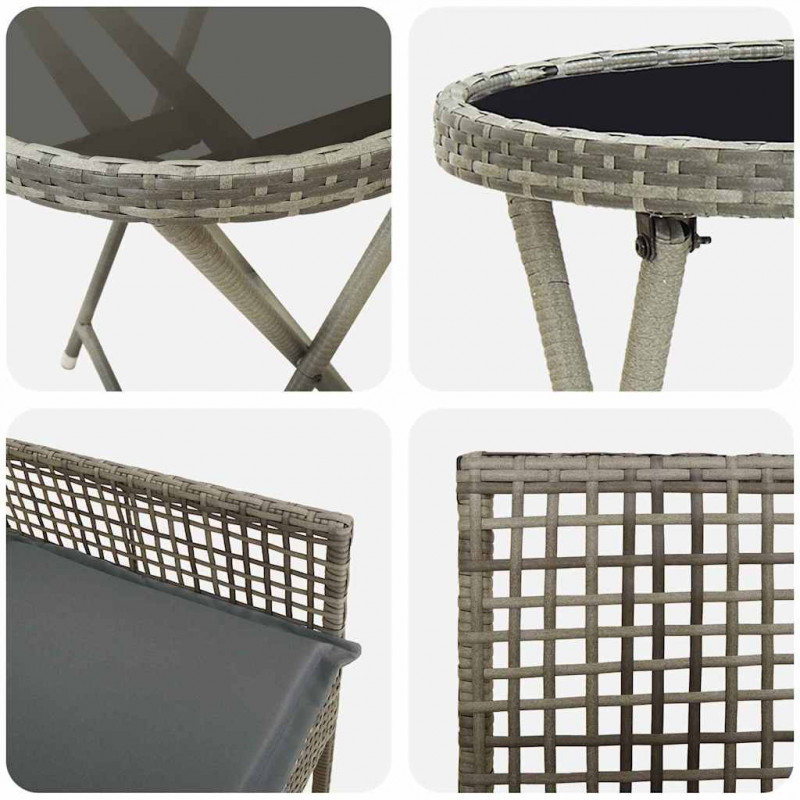 Zestaw Bistro Ogrodowego 3 pcs Szary polirattan