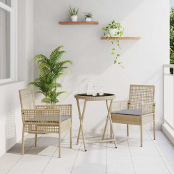 Zestaw Bistro Ogrodowego 3 pcs Beżowy polirattan