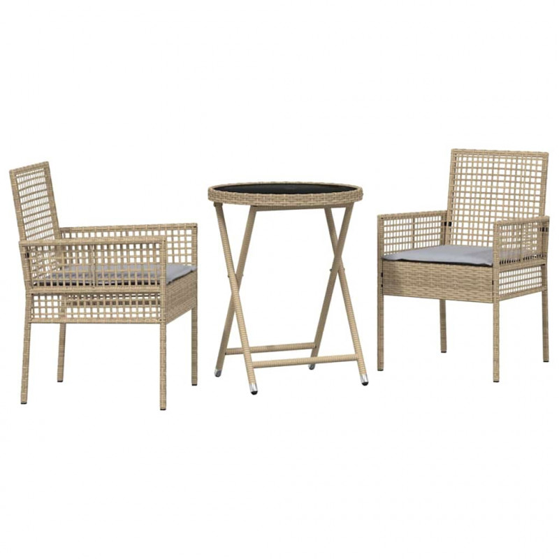 Zestaw Bistro Ogrodowego 3 pcs Beżowy polirattan