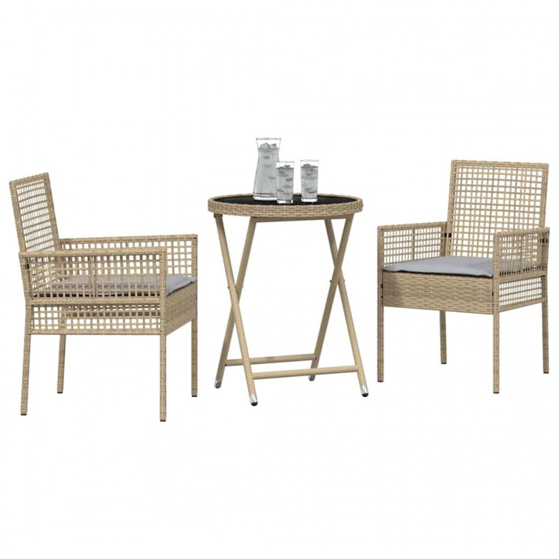 Zestaw Bistro Ogrodowego 3 pcs Beżowy polirattan