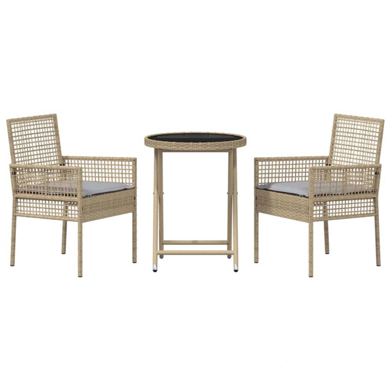 Zestaw Bistro Ogrodowego 3 pcs Beżowy polirattan