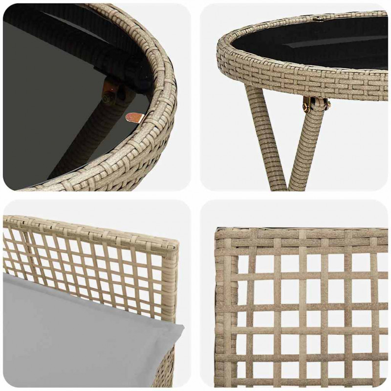 Zestaw Bistro Ogrodowego 3 pcs Beżowy polirattan
