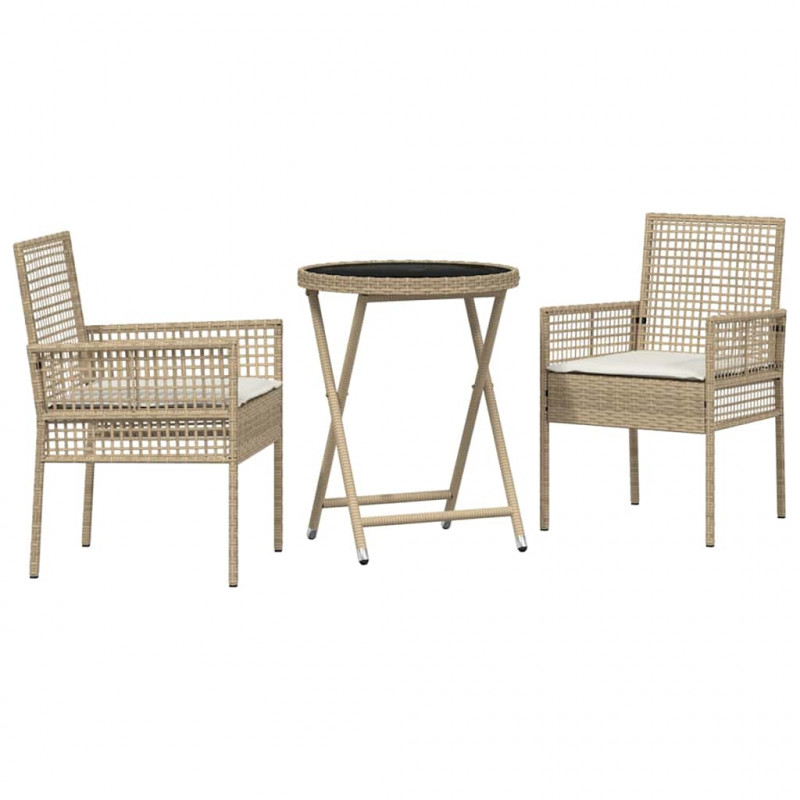 Zestaw Bistro Ogrodowego 3 pcs Beżowy polirattan