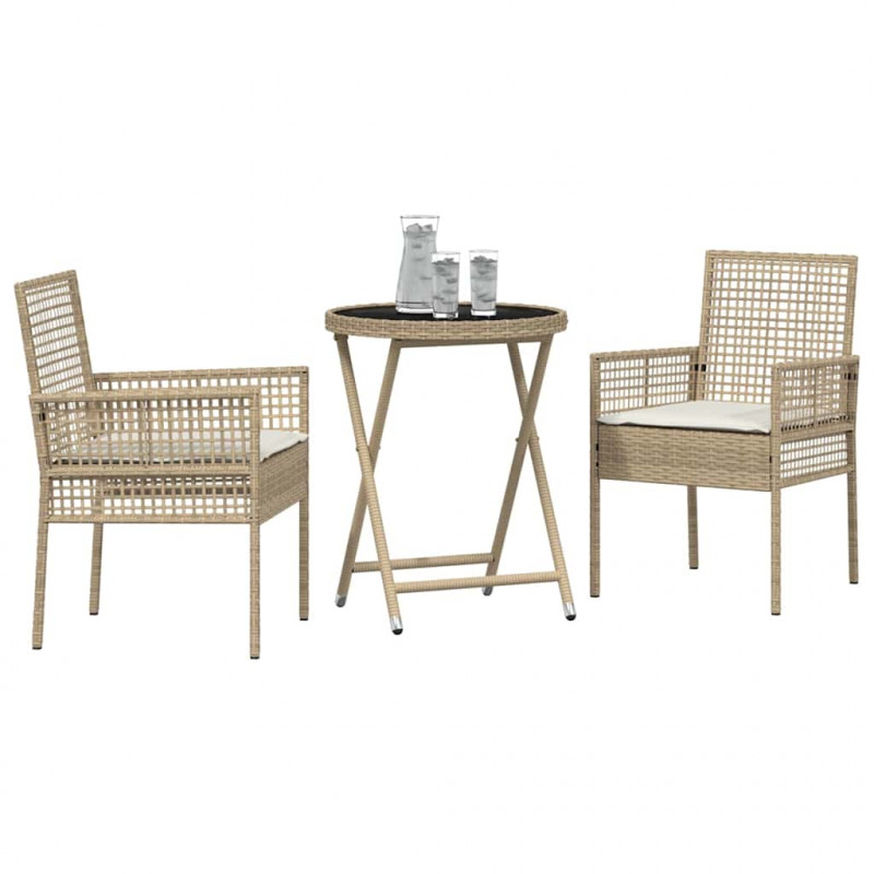 Zestaw Bistro Ogrodowego 3 pcs Beżowy polirattan