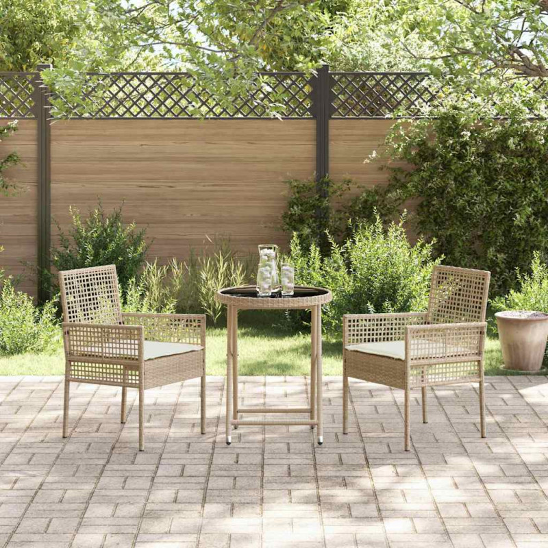 Zestaw Bistro Ogrodowego 3 pcs Beżowy polirattan