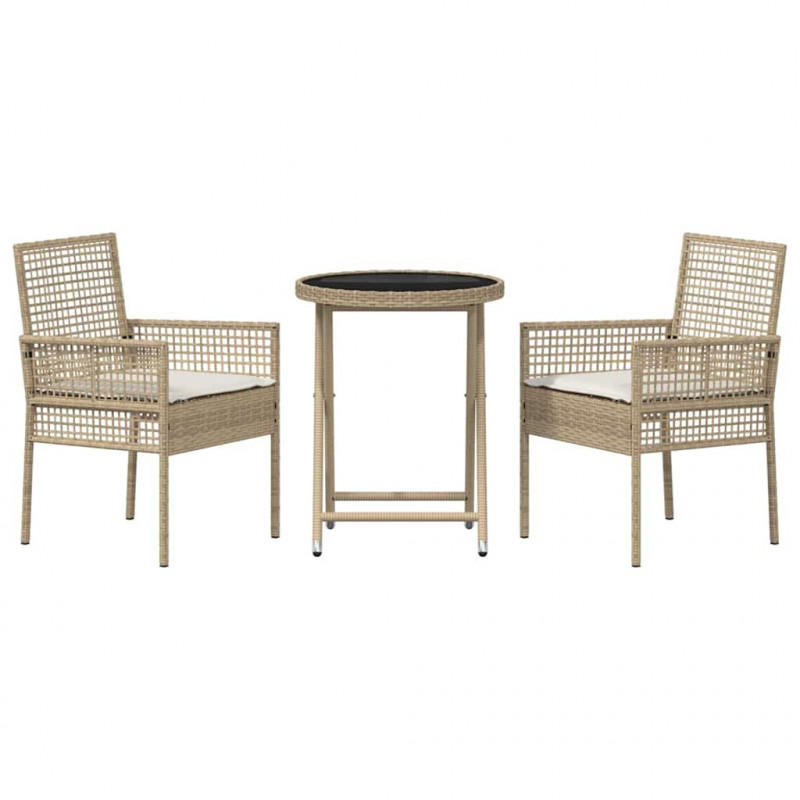 Zestaw Bistro Ogrodowego 3 pcs Beżowy polirattan