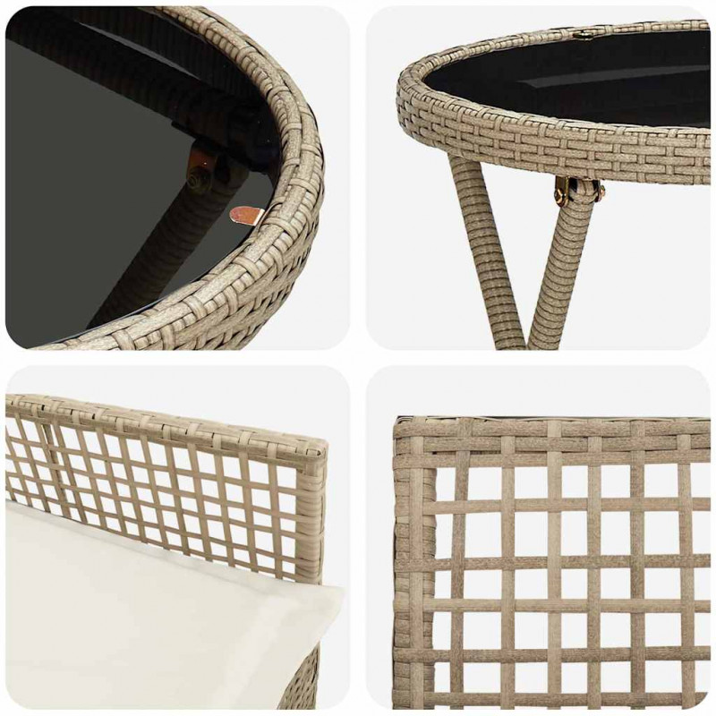 Zestaw Bistro Ogrodowego 3 pcs Beżowy polirattan