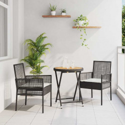Zestaw Bistro Ogrodowego 3 pcs Czarny polirattan