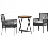 Zestaw Bistro Ogrodowego 3 pcs Czarny polirattan