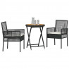 Zestaw Bistro Ogrodowego 3 pcs Czarny polirattan