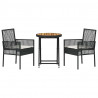 Zestaw Bistro Ogrodowego 3 pcs Czarny polirattan