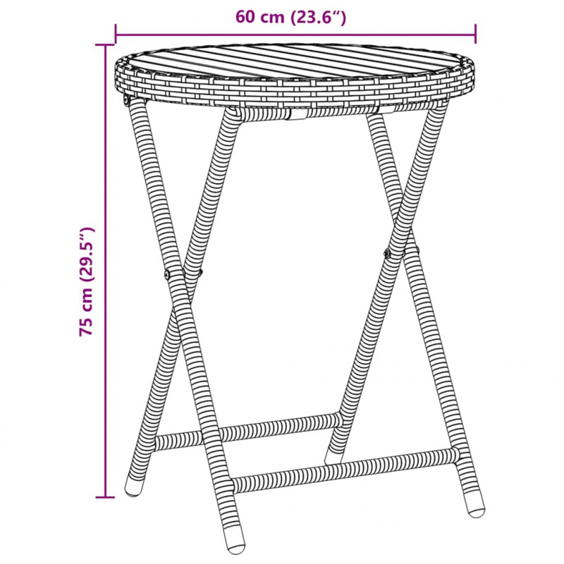 Zestaw Bistro Ogrodowego 3 pcs Czarny polirattan