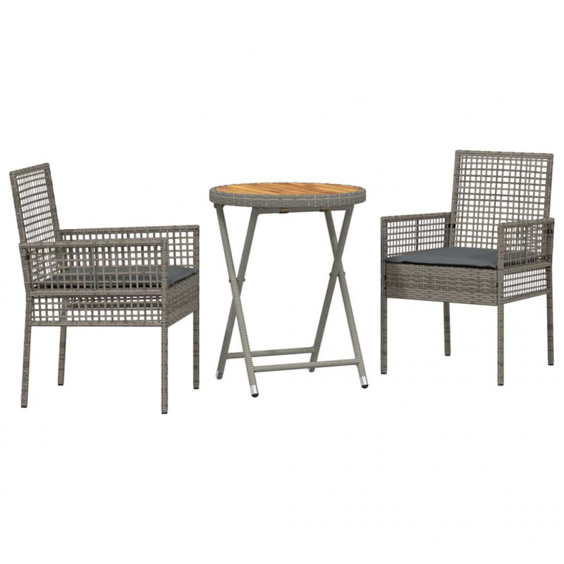 Zestaw Bistro Ogrodowego 3 pcs Szary polirattan