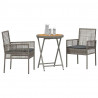 Zestaw Bistro Ogrodowego 3 pcs Szary polirattan