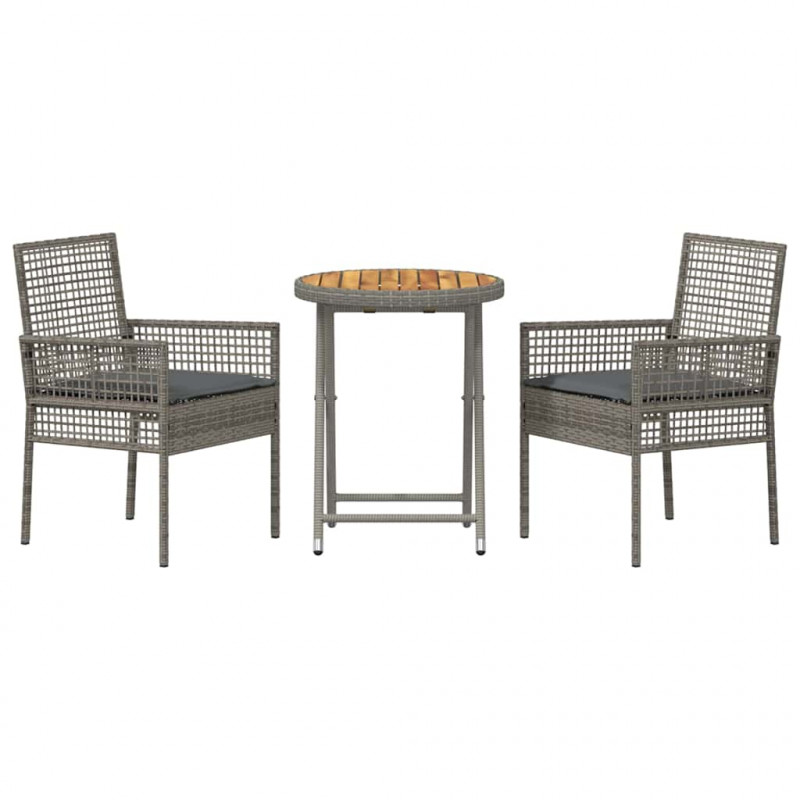 Zestaw Bistro Ogrodowego 3 pcs Szary polirattan