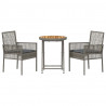 Zestaw Bistro Ogrodowego 3 pcs Szary polirattan