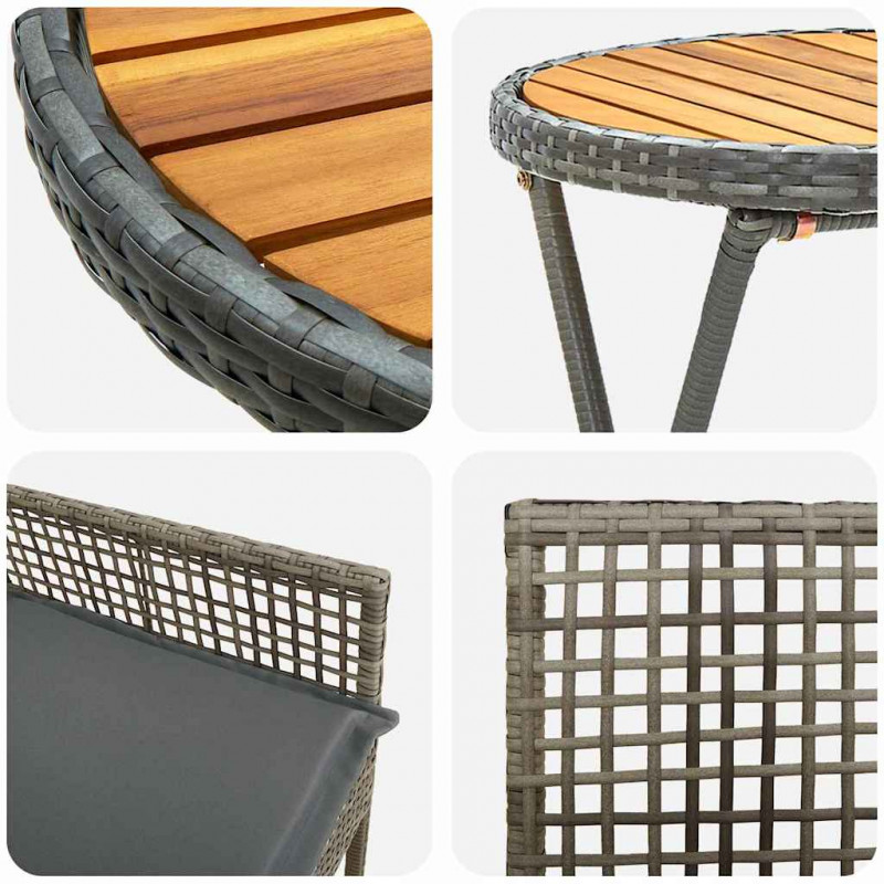 Zestaw Bistro Ogrodowego 3 pcs Szary polirattan