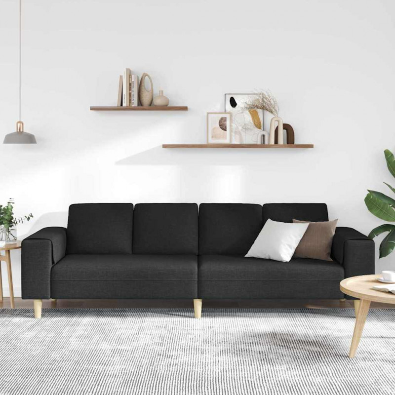 Sofa do salonu Czarny 250 x 77 x 76 cm Poliester