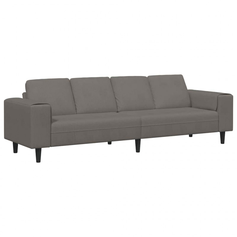 Sofa z poduszką Jasnoszary 250 x 77 x 76 cm Tkanina sztruksowa