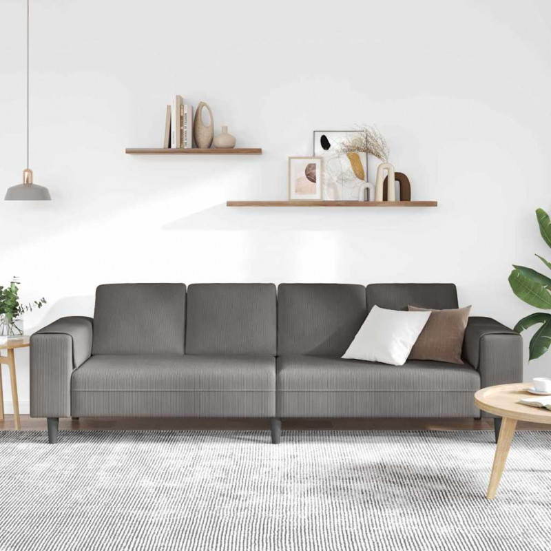 Sofa z poduszką Jasnoszary 250 x 77 x 76 cm Tkanina sztruksowa