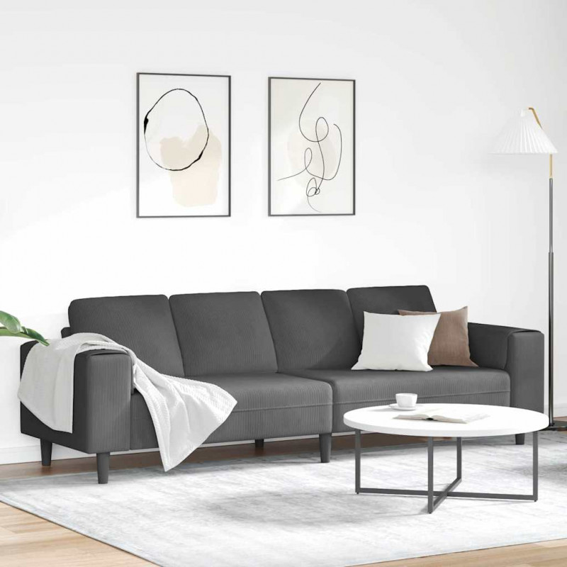 Sofa z poduszką Ciemnoszary 250 x 77 x 76 cm Tkanina sztruksowa