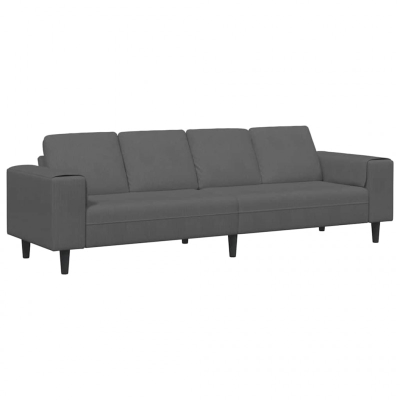Sofa z poduszką Ciemnoszary 250 x 77 x 76 cm Tkanina sztruksowa
