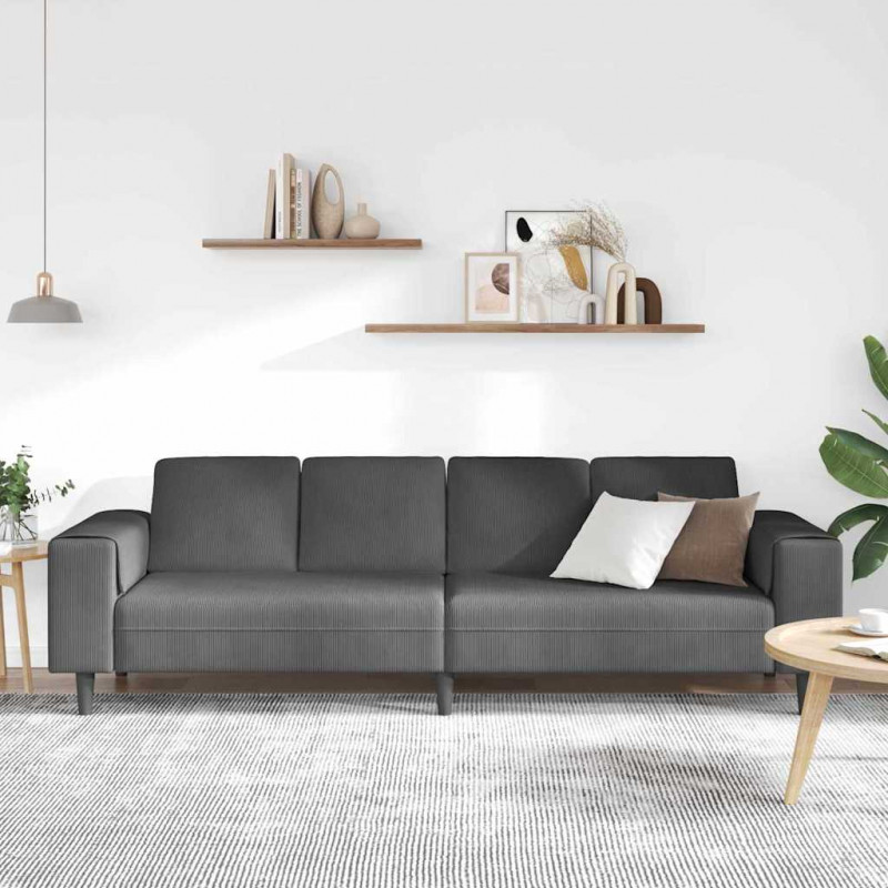 Sofa z poduszką Ciemnoszary 250 x 77 x 76 cm Tkanina sztruksowa
