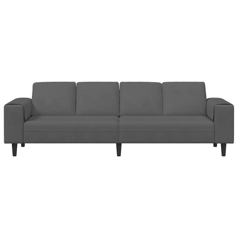 Sofa z poduszką Ciemnoszary 250 x 77 x 76 cm Tkanina sztruksowa