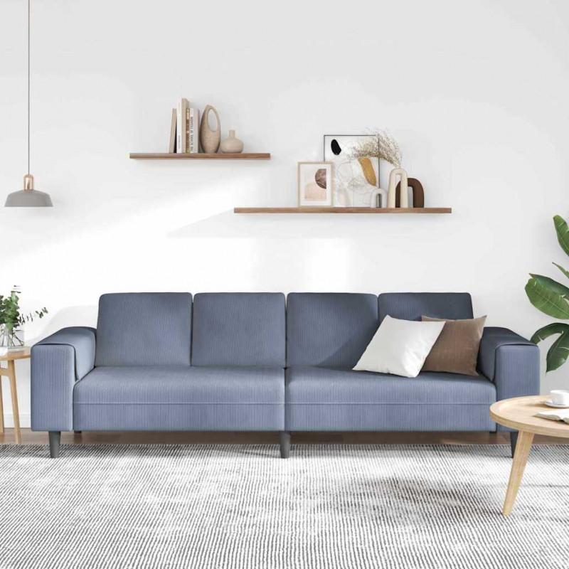 Sofa z poduszką Niebieski 250 x 77 x 76 cm Tkanina sztruksowa