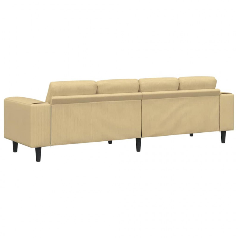 Sofa Szary zielony 250 x 77 x 76 cm Tkanina sztruksowa