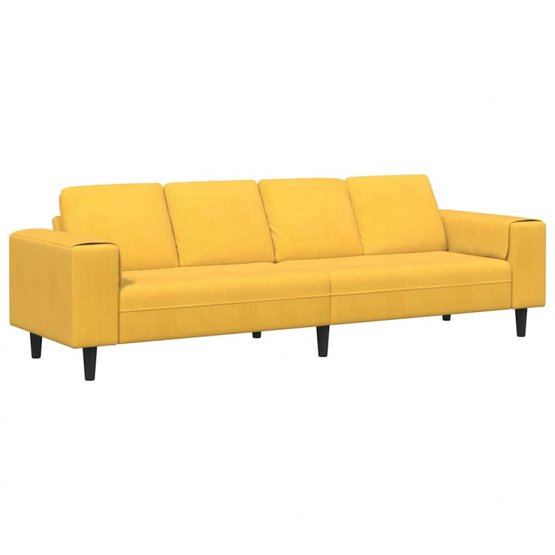 Sofa z poduszką Jasnożółty 250 x 77 x 76 cm Tkanina sztruksowa