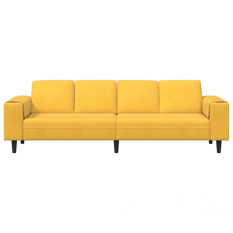 Sofa z poduszką Jasnożółty 250 x 77 x 76 cm Tkanina sztruksowa