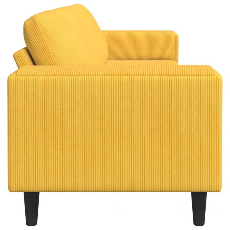 Sofa z poduszką Jasnożółty 250 x 77 x 76 cm Tkanina sztruksowa