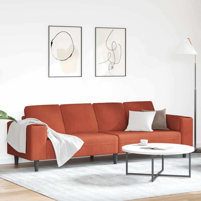 Sofa Czerwono-pomarańczowy 250 x 77 x 76 cm Tkanina sztruksowa