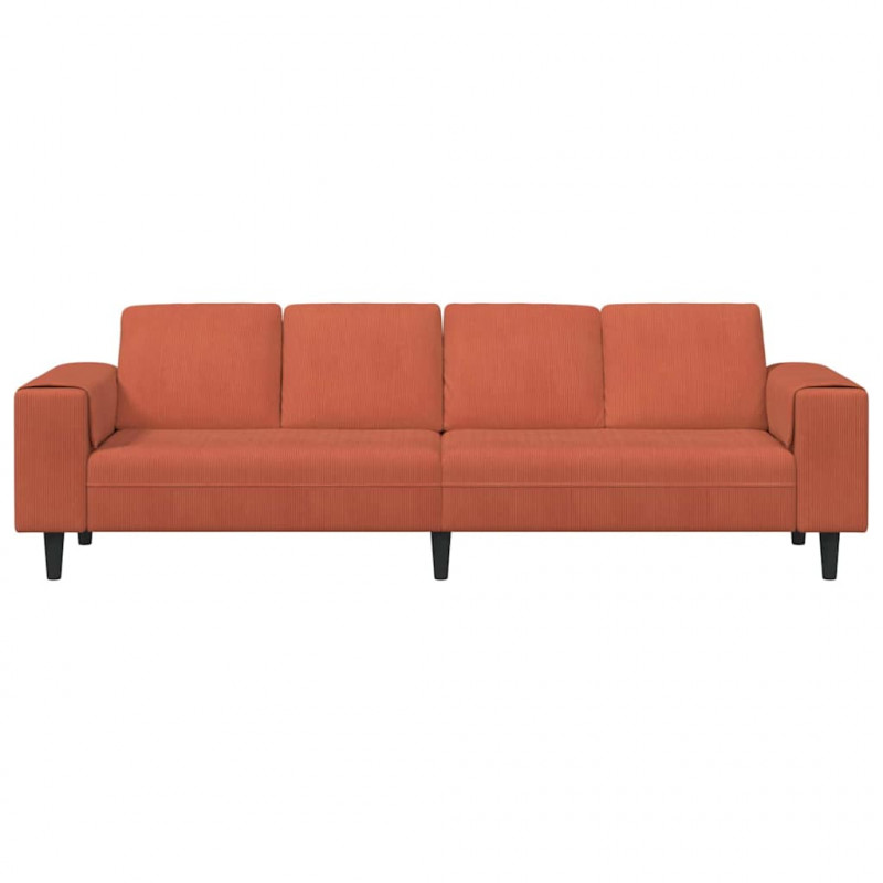 Sofa Czerwono-pomarańczowy 250 x 77 x 76 cm Tkanina sztruksowa