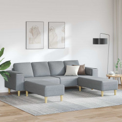 Sofa do salonu 3 pcs Jasnoszary Poliester