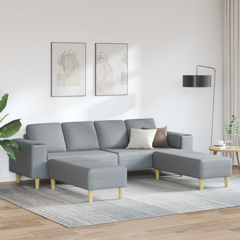 Sofa do salonu 3 pcs Jasnoszary Poliester