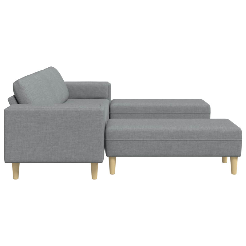 Sofa do salonu 3 pcs Jasnoszary Poliester