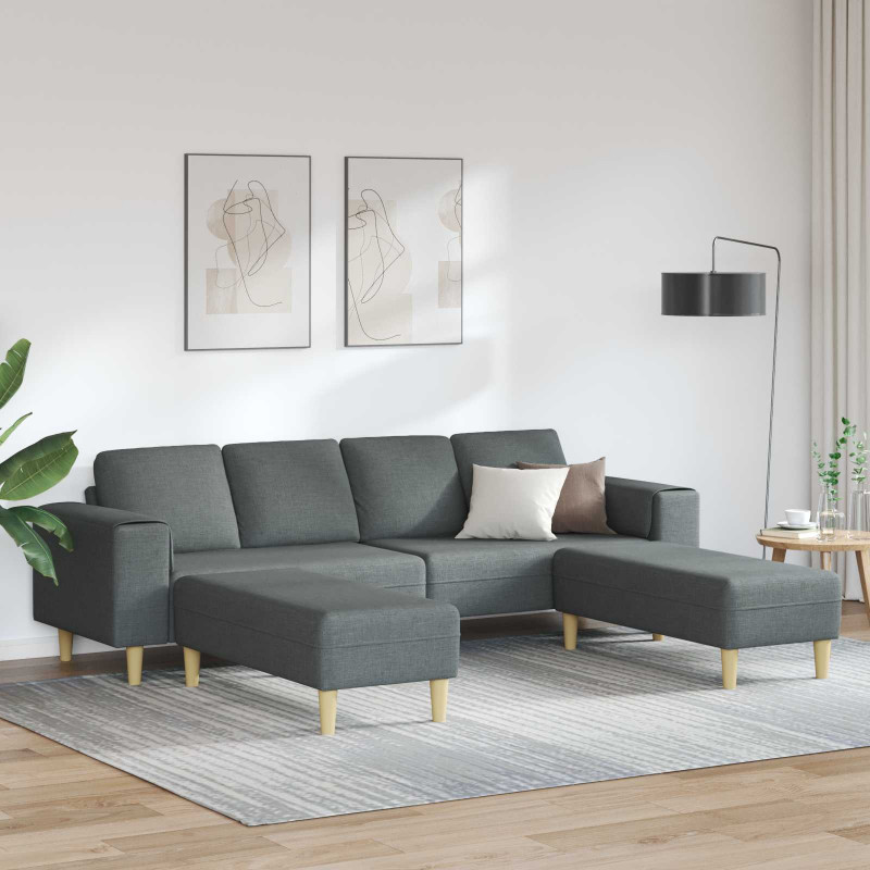 Sofa do salonu 3 pcs Ciemnoszary Poliester