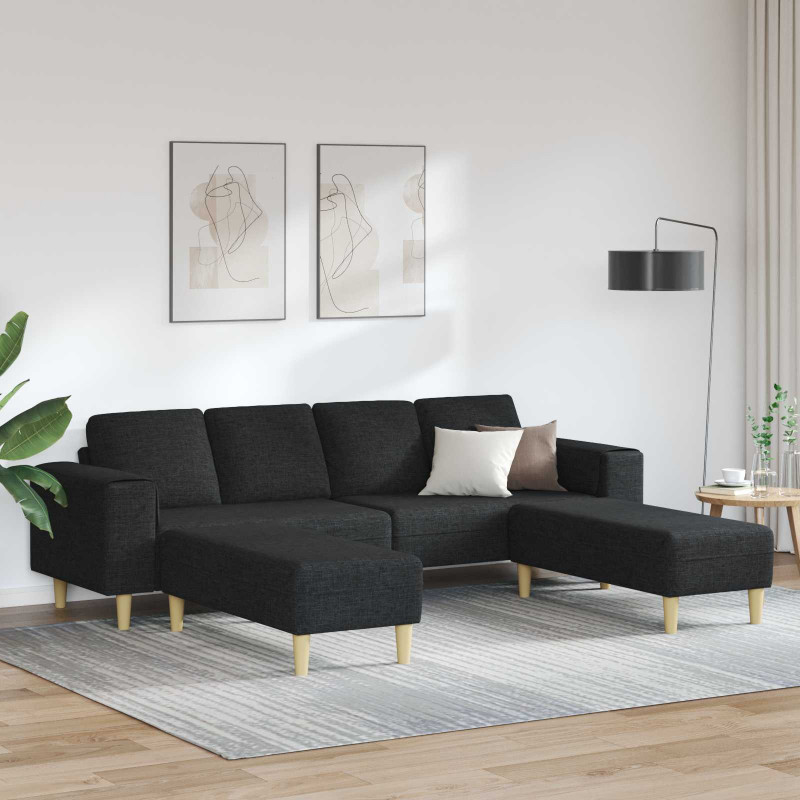 Sofa do salonu 3 pcs Czarny Poliester