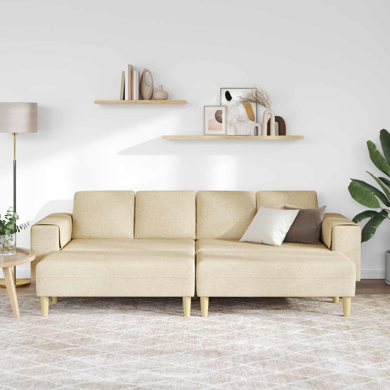 Sofa do salonu 3 pcs Kremowy Poliester