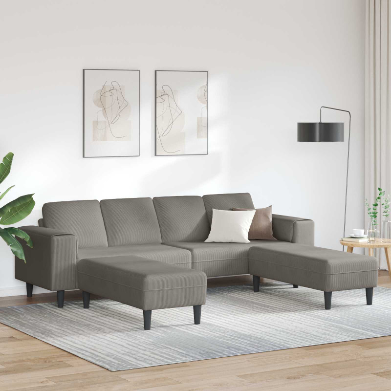 Sofa z poduszką Jasnoszary 250 x 188 x 76 cm Tkanina sztruksowa