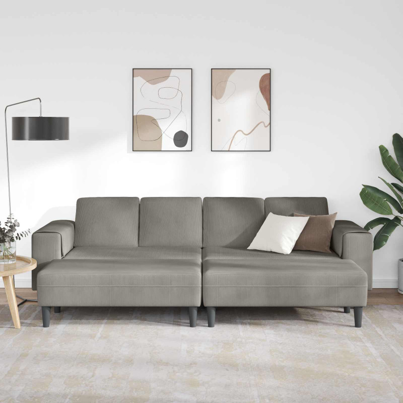 Sofa z poduszką Jasnoszary 250 x 188 x 76 cm Tkanina sztruksowa