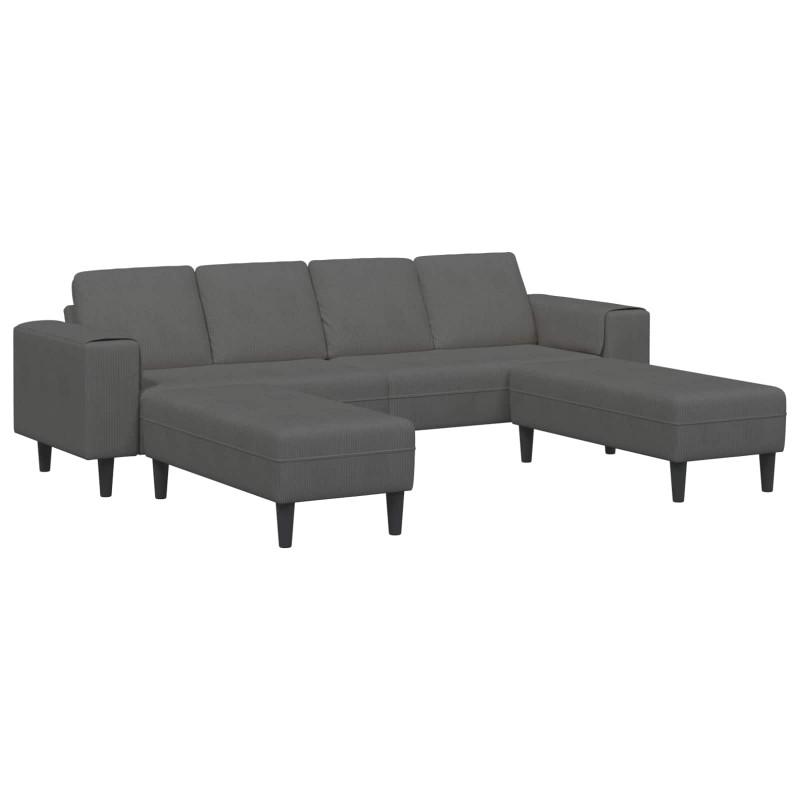 Sofa Ciemnoszary 250 x 188 x 76 cm Tkanina sztruksowa
