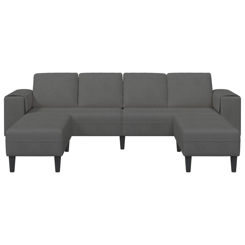 Sofa Ciemnoszary 250 x 188 x 76 cm Tkanina sztruksowa