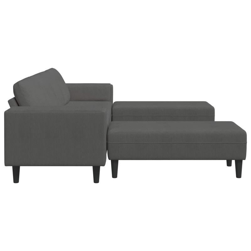 Sofa Ciemnoszary 250 x 188 x 76 cm Tkanina sztruksowa