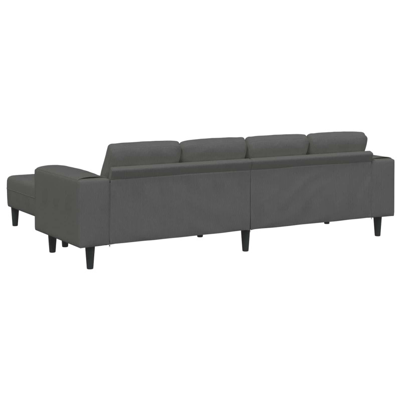 Sofa Ciemnoszary 250 x 188 x 76 cm Tkanina sztruksowa